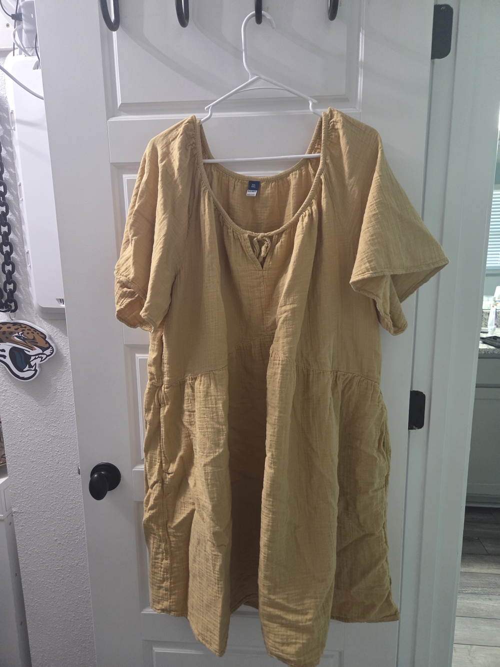 Old Navy Mustard Gauze Peasant Dress